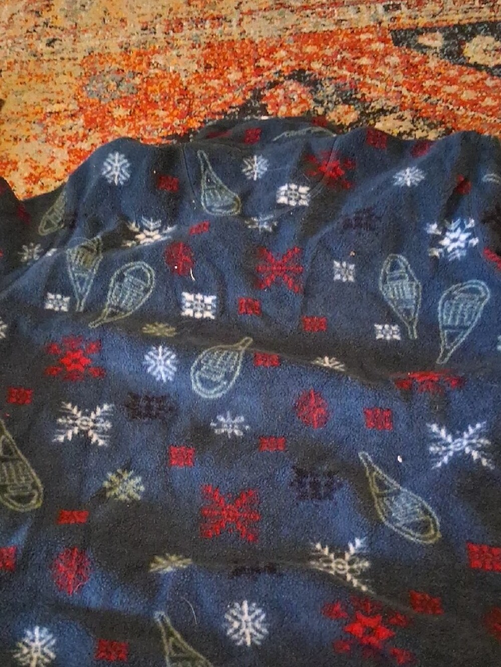 Cherokee Navy Patterned Zip-Up Fleece Pullover - Picture 3 of 4